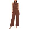 Vince Camuto womens Sleeveless Tie Neck Stretch Jumpsuit(Brown)