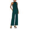 Vince Camuto womens Sleeveless Tie Neck Stretch Jumpsuit(Hunter)