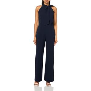 Vince Camuto womens Sleeveless Tie Neck Stretch Jumpsuit(Deep Navy)