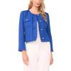 Vince Camuto Women’s Crew Neck Cropped Front Pocket(Deep Blue)
