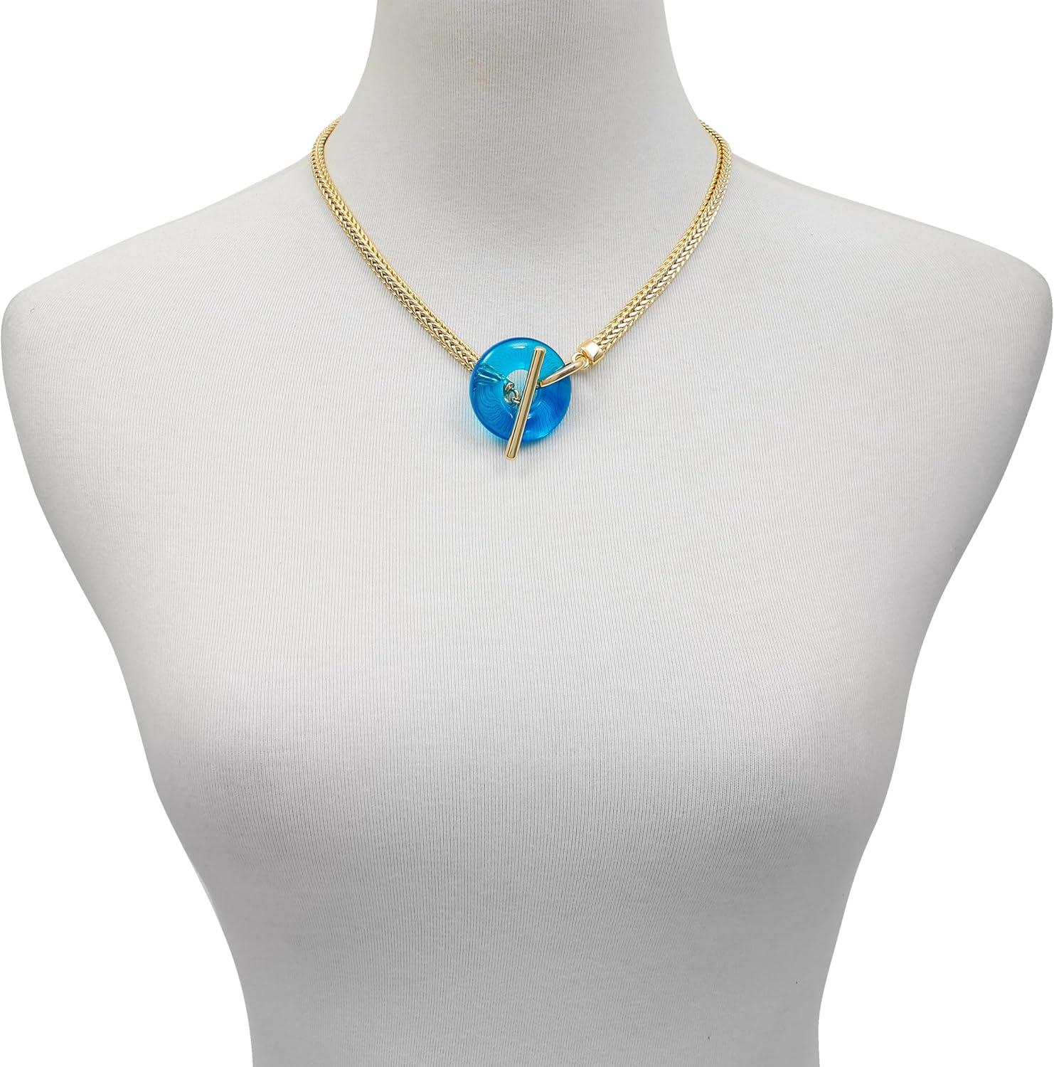 image:imageVince Camuto Goldtone Blue Candy Stone Pendant Necklace