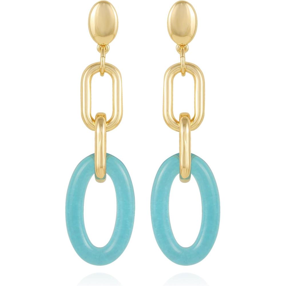 image:imageVince Camuto Goldtone Candy Blue Hoop Drop Earrings