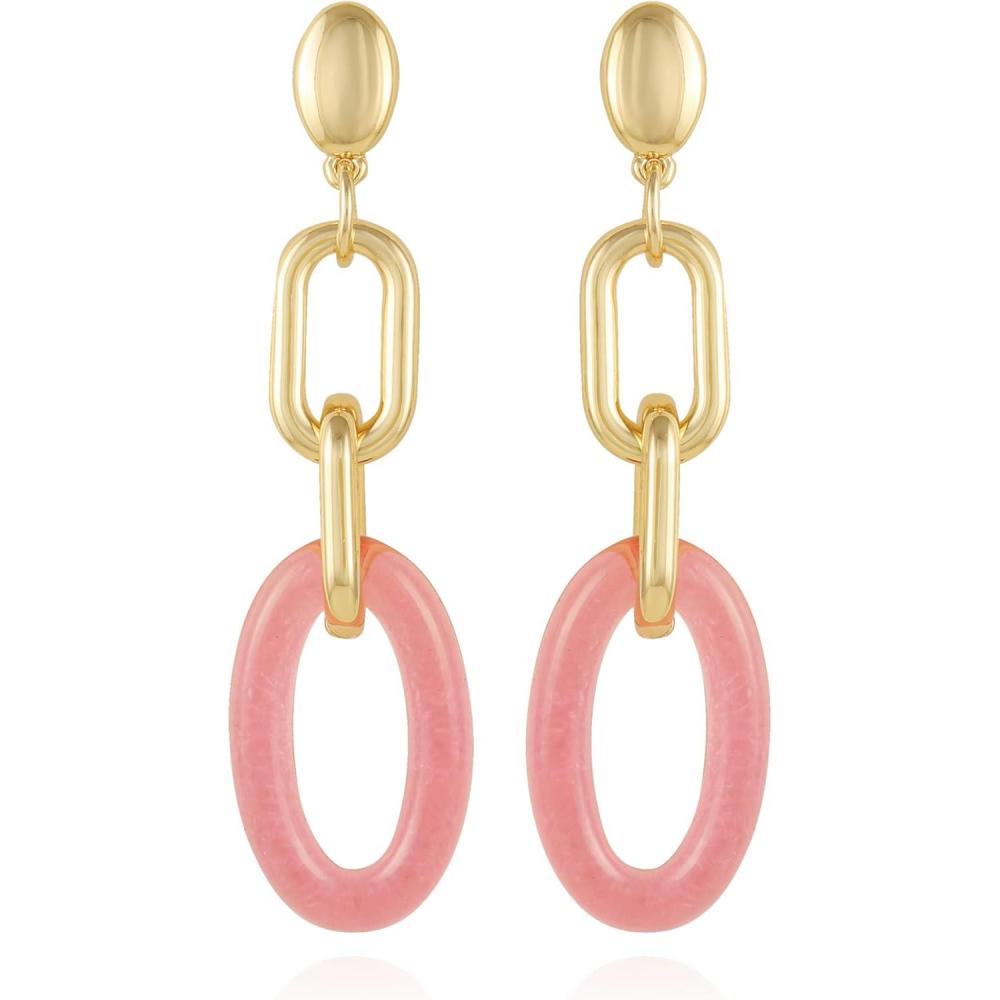image:imageVince Camuto Goldtone Candy Pink Hoop Drop Earrings