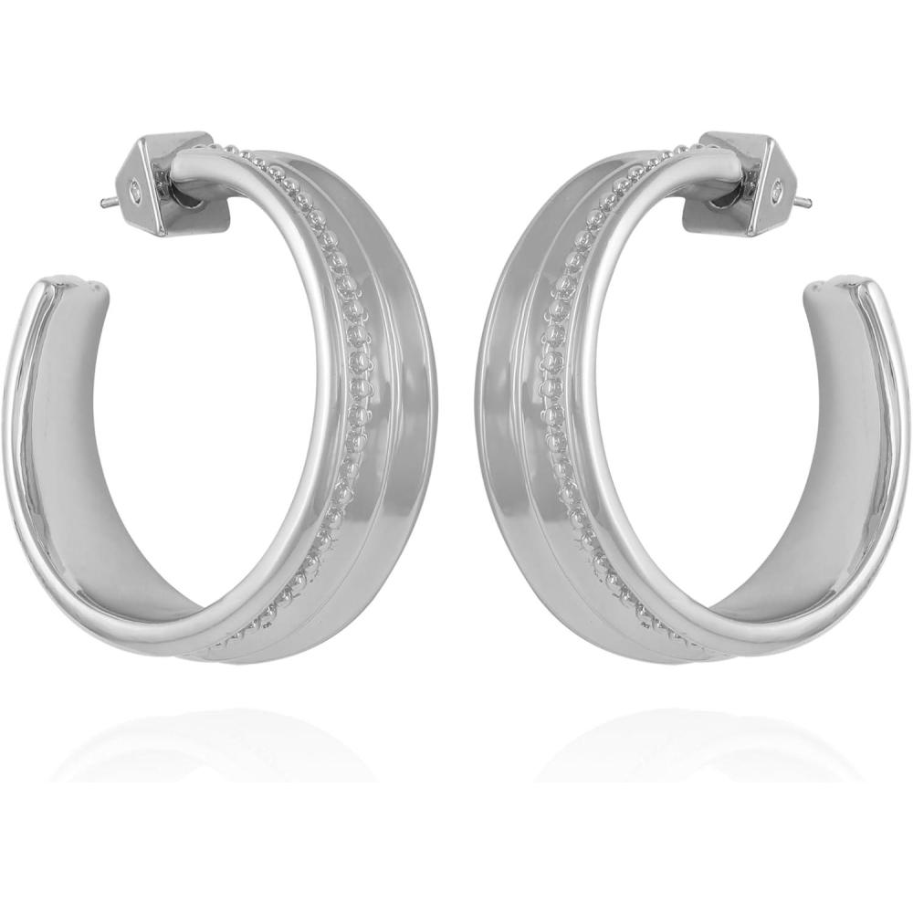image:imageVince Camuto Silvertone Chunky Crystal Stone Hoop Earrings