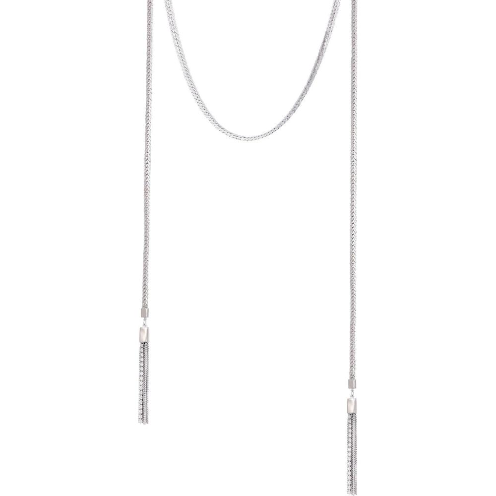 image:imageVince Camuto Silvertone Curb Chain Tassel Drape Necklace
