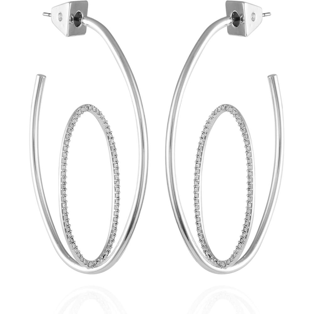 image:imageVince Camuto Silvertone Orbital Open Hoop Earrings