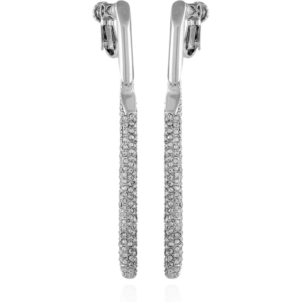image:imageVince Camuto Silvertone Pave Crystal Bar Drop Clip On Earrings