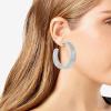 Vince Camuto Silvertone Chunky Crystal Stone Hoop Earrings