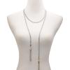 Vince Camuto Silvertone Curb Chain Tassel Drape Necklace