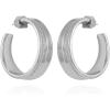 Vince Camuto Silvertone Chunky Crystal Stone Hoop Earrings
