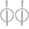 Vince Camuto Silvertone Drop Hoop Clip On Earrings for Women