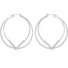 Vince Camuto Silvertone Large Pave Crystal Stone Double Hoop Earrings
