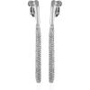 Vince Camuto Silvertone Pave Crystal Bar Drop Clip On Earrings