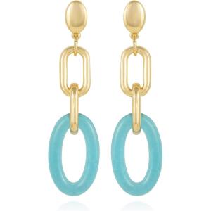 Vince Camuto Goldtone Candy Blue Hoop Drop Earrings