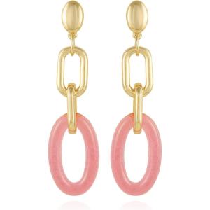 Vince Camuto Goldtone Candy Pink Hoop Drop Earrings