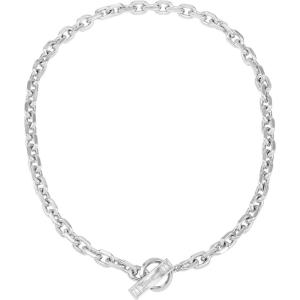 Vince Camuto Silvertone Baguette Crystal Stone Toggle Necklace