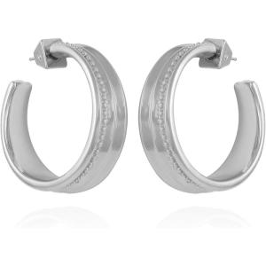 Vince Camuto Silvertone Chunky Crystal Stone Hoop Earrings