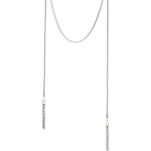 Vince Camuto Silvertone Curb Chain Tassel Drape Necklace