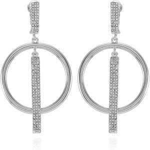 Vince Camuto Silvertone Drop Hoop Clip On Earrings for Women