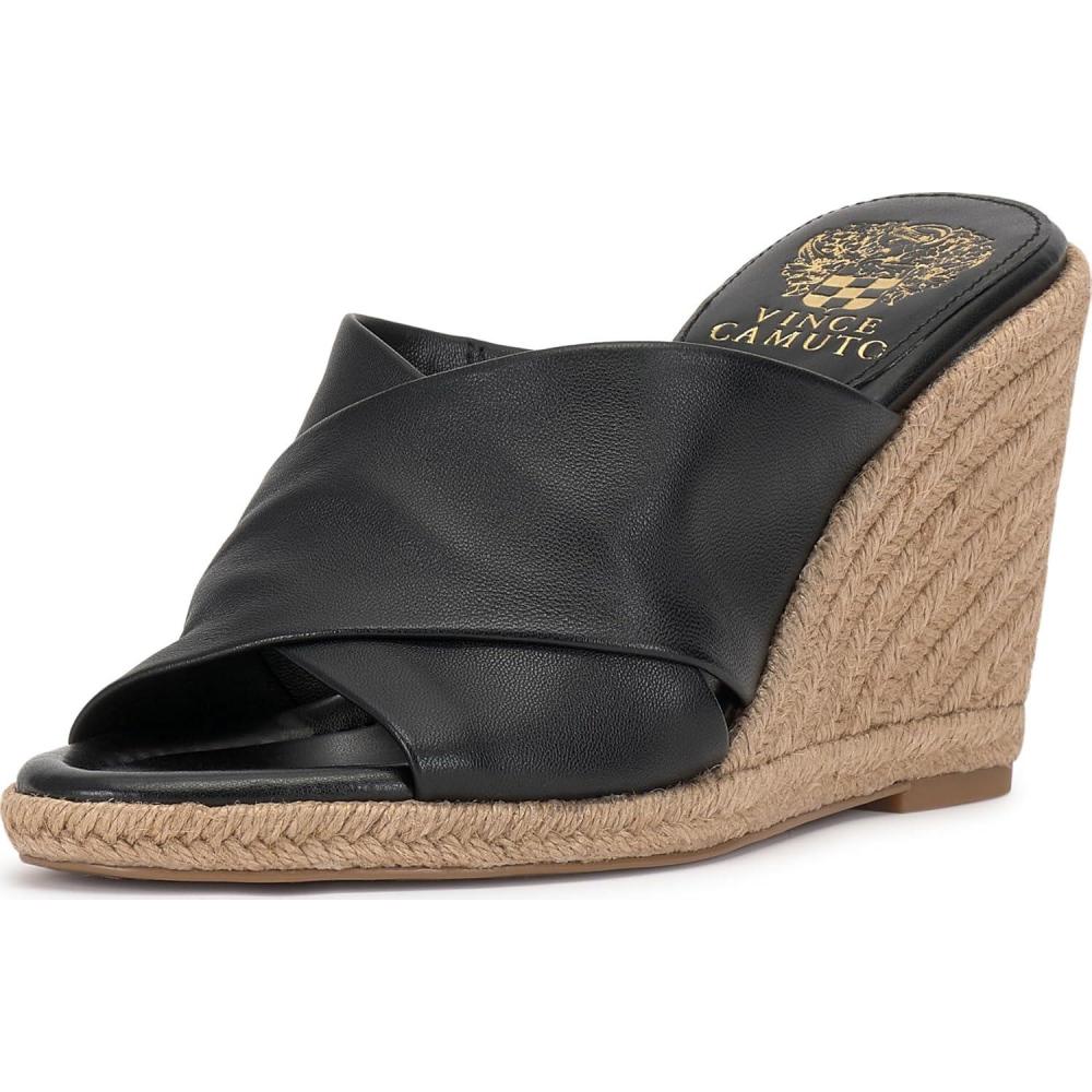 image:imageVince Camuto Womens Fisella Cross Band Espadrille Wedge SandalBlack Leather