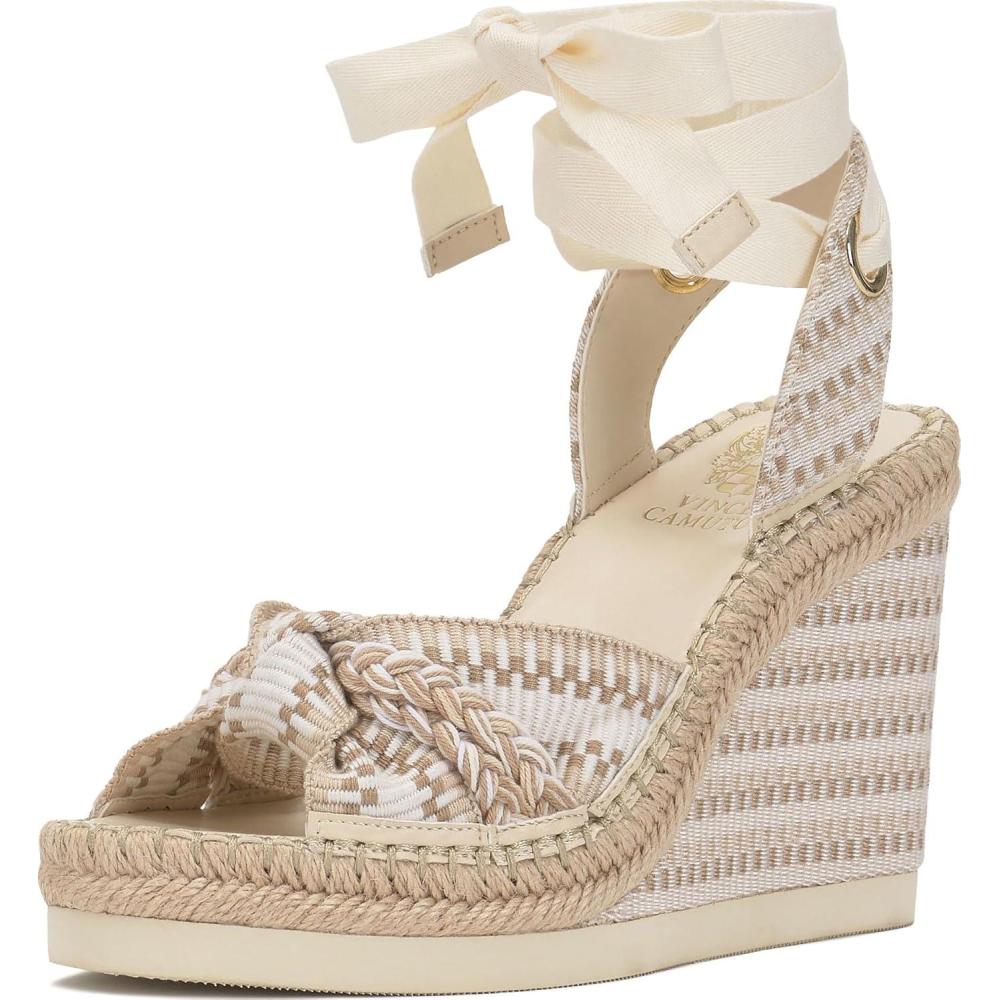 image:imageVince Camuto Womens Bealie Woven Lace Up Wedge SandalIvory Multi