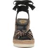 Vince Camuto Women’s Bealie Woven Lace Up Wedge Sandal(Black Multi)