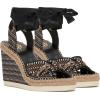 Vince Camuto Women’s Bealie Woven Lace Up Wedge Sandal(Black Multi)