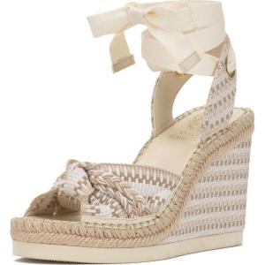 Vince Camuto Women’s Bealie Woven Lace Up Wedge Sandal(Ivory Multi)