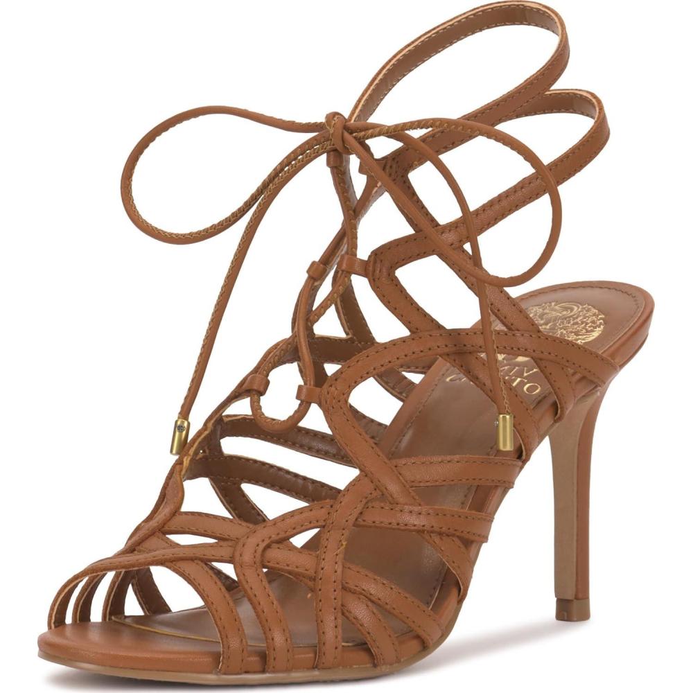 image:imageVince Camuto Womens Tilly Strappy Caged High Heel SandalGolden Walnut Leather