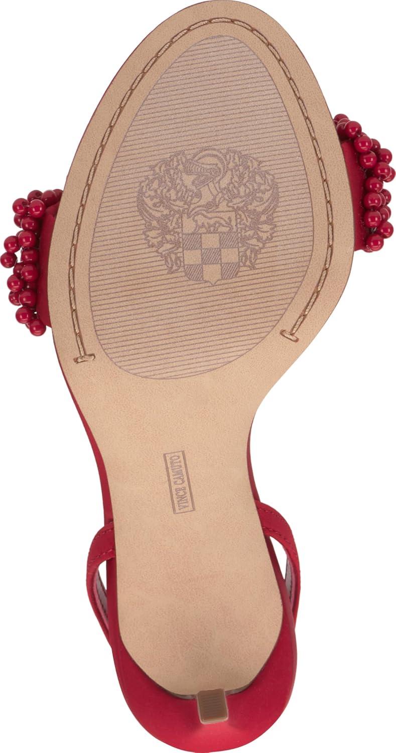 image:imageVince Camuto Womens Arleem Beaded Band Ankle Strap High Heel SandalFlame Satin
