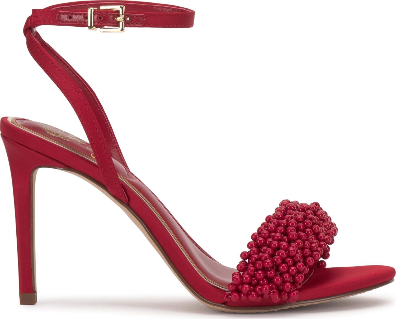 image:imageVince Camuto Womens Arleem Beaded Band Ankle Strap High Heel SandalFlame Satin