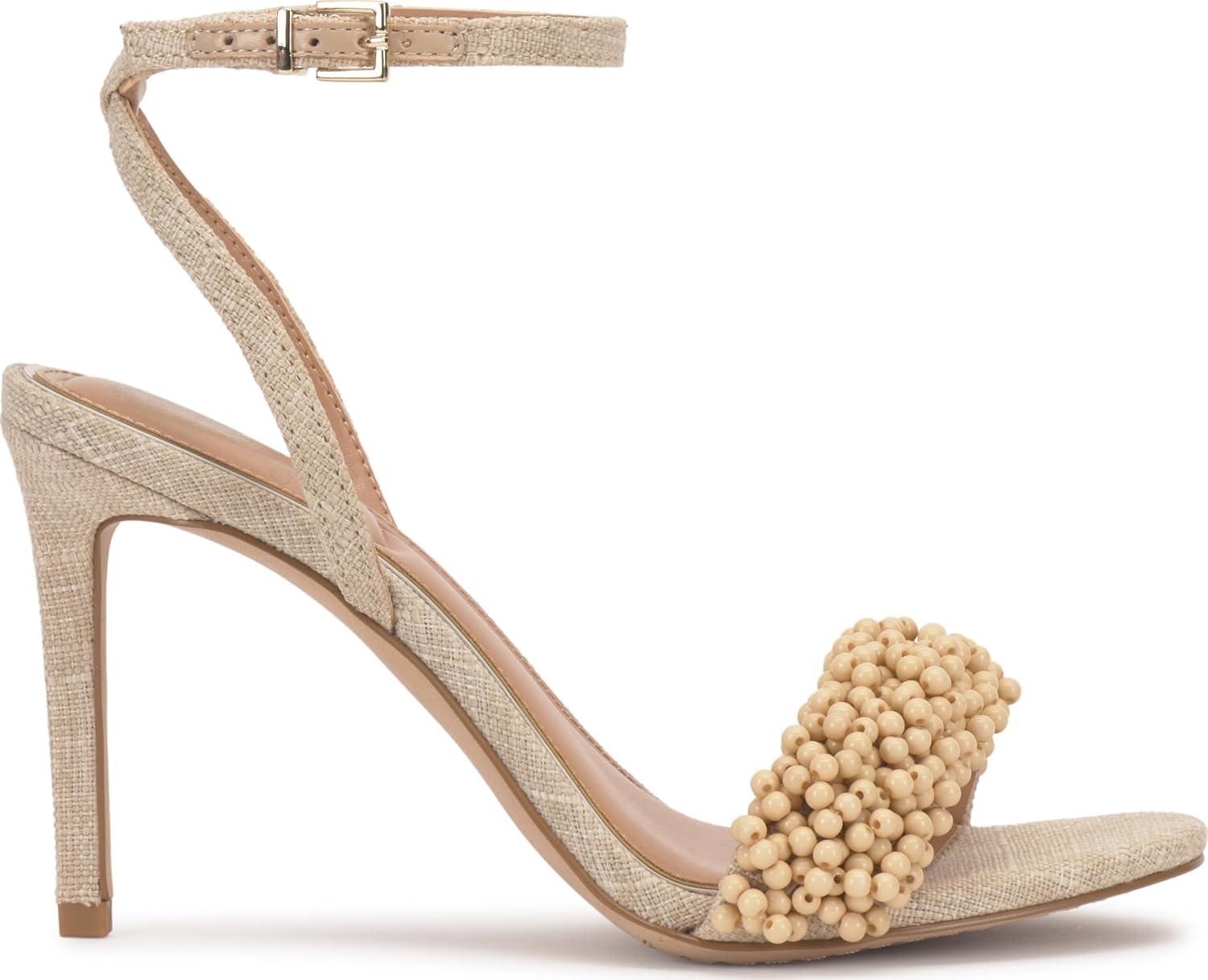 image:imageVince Camuto Womens Arleem Beaded Band Ankle Strap High Heel SandalNatural