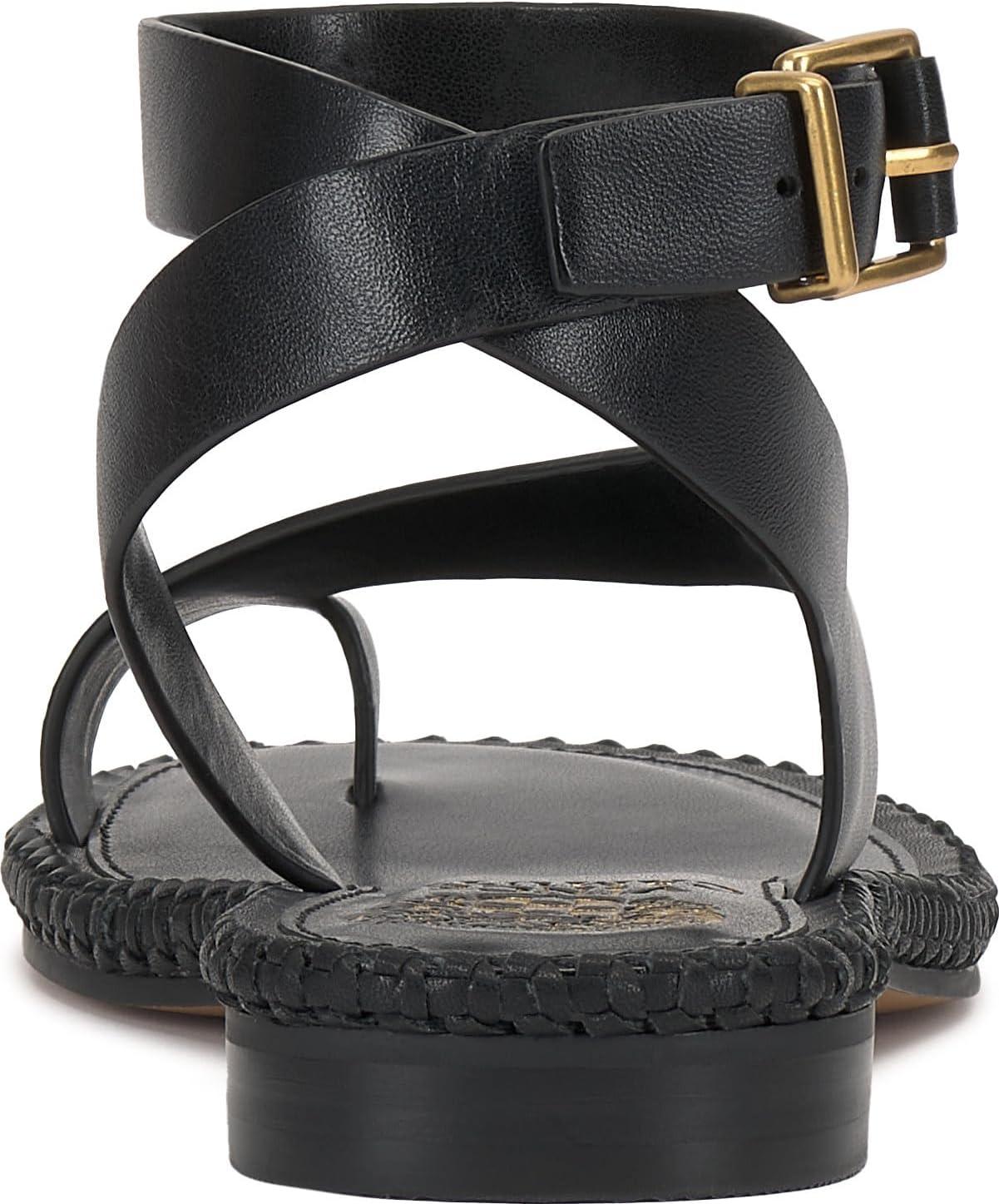image:imageVince Camuto Womens Libahs Ankle Strap Toe Loop Flat SandalBlack Leather