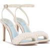 Vince Camuto Women’s Arleem Beaded Band Ankle Strap High Heel Sandal(Milk Satin)