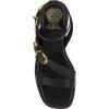 Vince Camuto Women’s Neiko Double Buckle Strappy Flat Sandal(Black Leather)