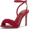 Vince Camuto Women’s Arleem Beaded Band Ankle Strap High Heel Sandal(Flame Satin)