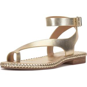 Vince Camuto Women’s Libahs Ankle Strap Toe Loop Flat Sandal(Egyptian Gold Leather)
