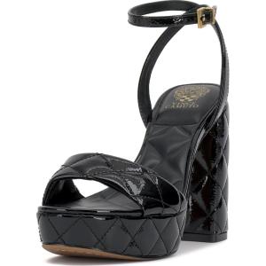 Vince Camuto Women’s Pendry Platform Heel Sandal(Black Quilted Leather)
