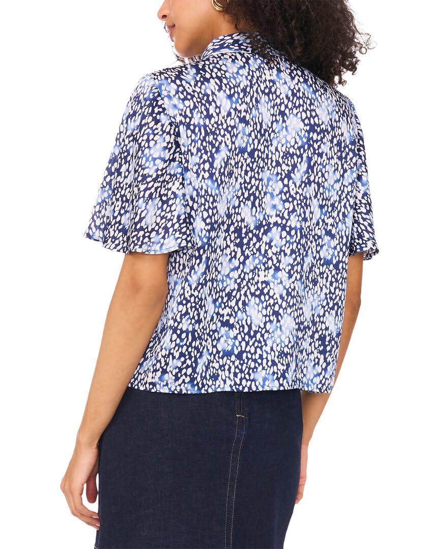 image:imageVince Camuto Womens Flutter Sleeve Collar ButtonDownClassic Navy
