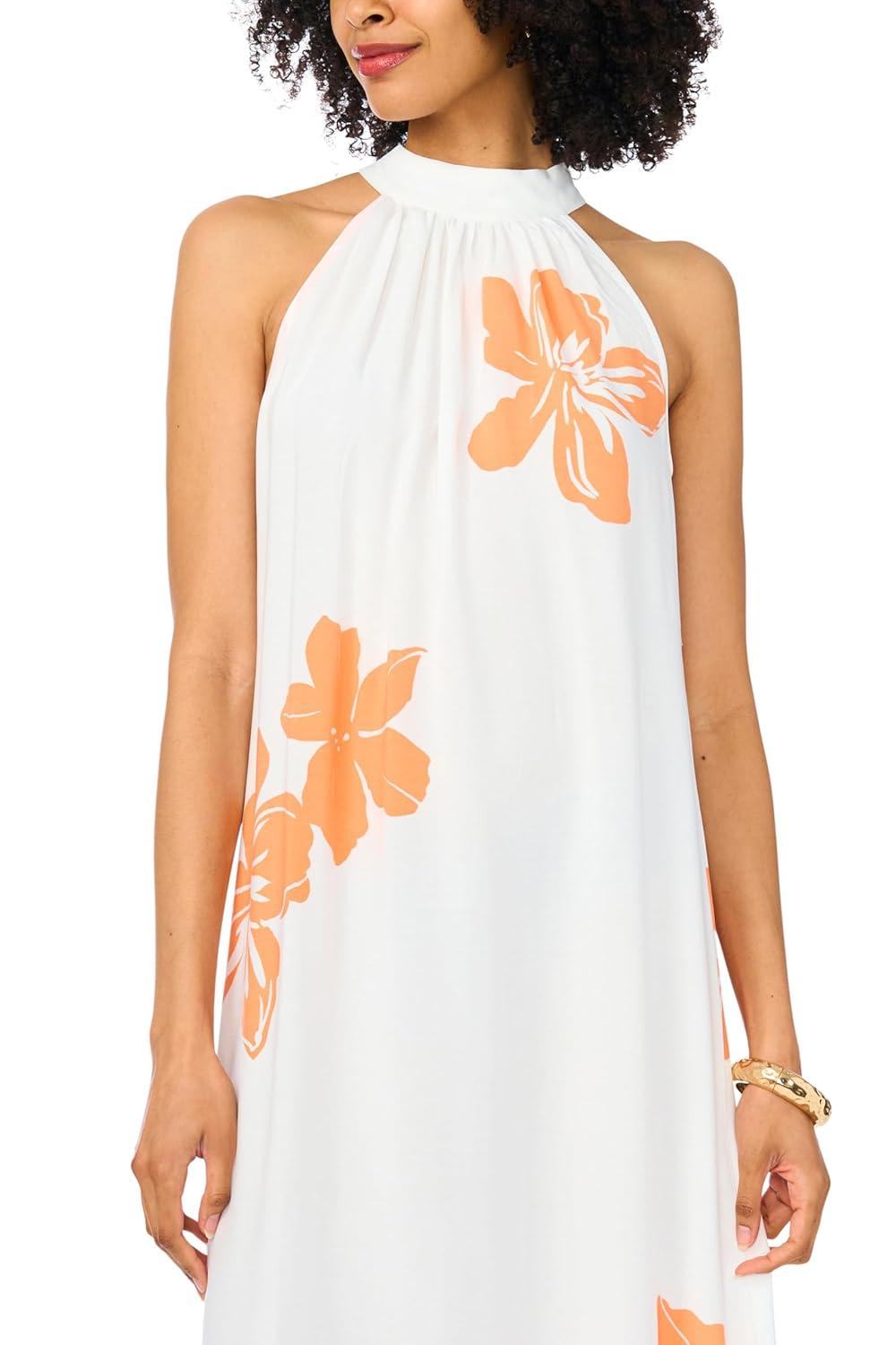 image:imageVince Camuto Womens Halter High Neck Maxi DressTangerine