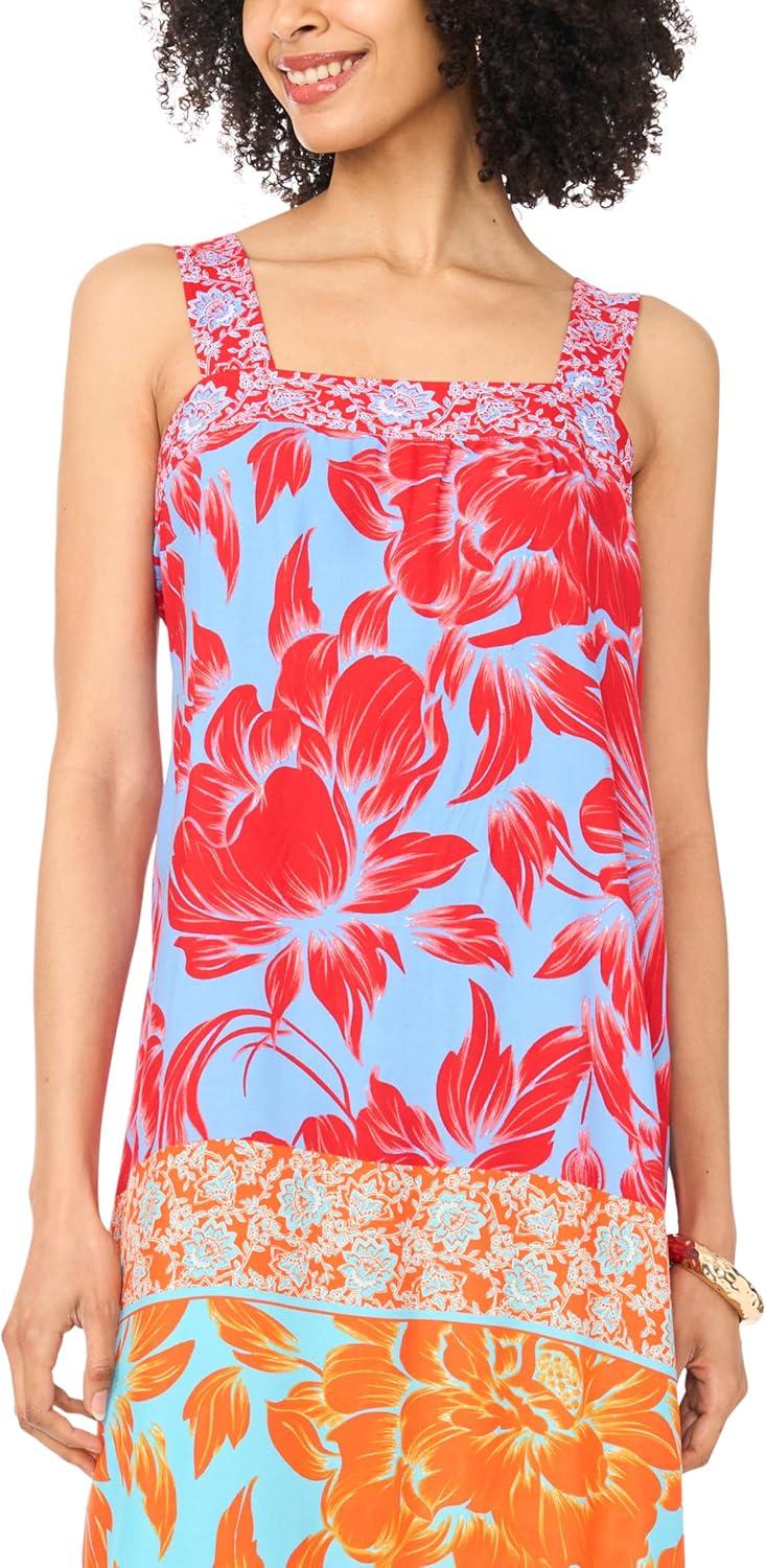 image:imageVince Camuto Womens Multi Color Floral Thick Strap Maxi DressShell Pink