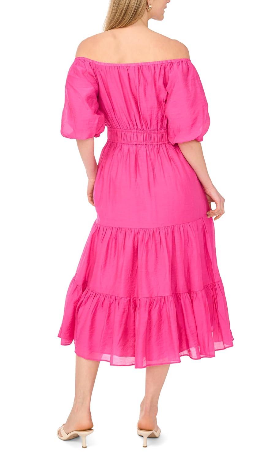 image:imageVince Camuto Womens Pleated Crew Neck Maxi DressRaspberry Sorbet