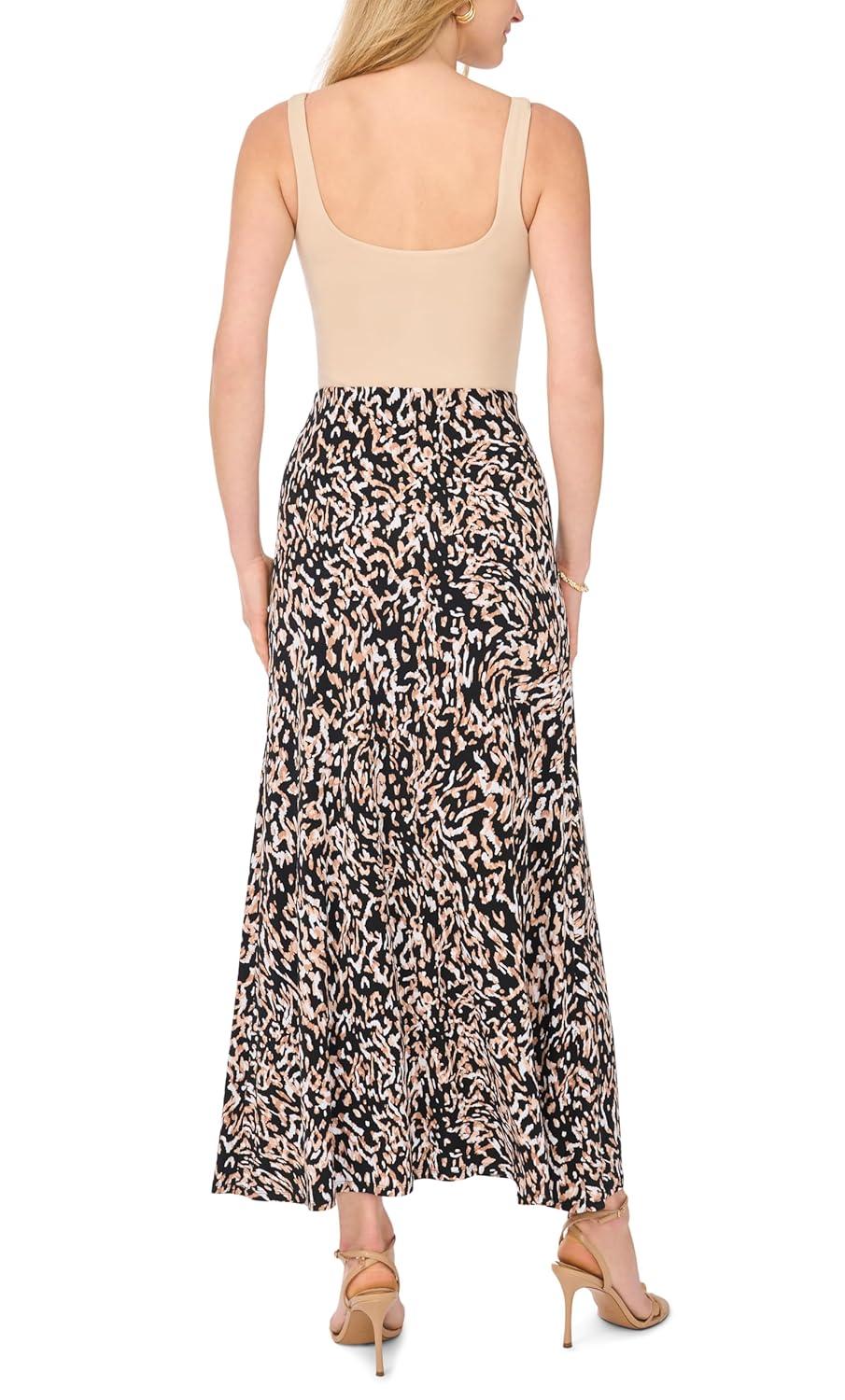 image:imageVince Camuto Womens Printed Maxi Pull on SkirtRich Black