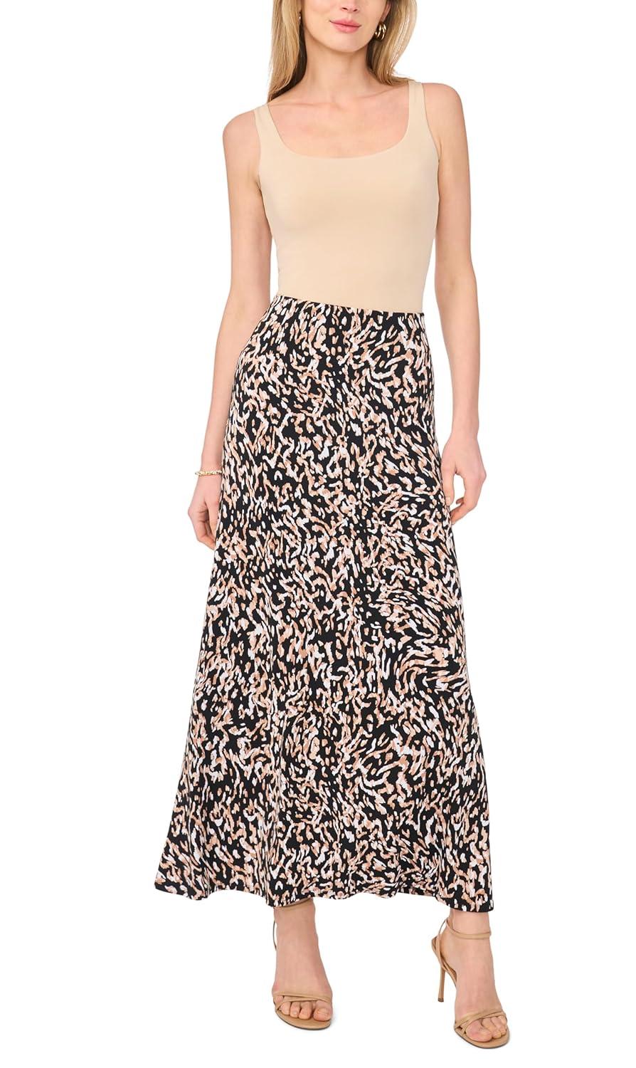 image:imageVince Camuto Womens Printed Maxi Pull on SkirtRich Black