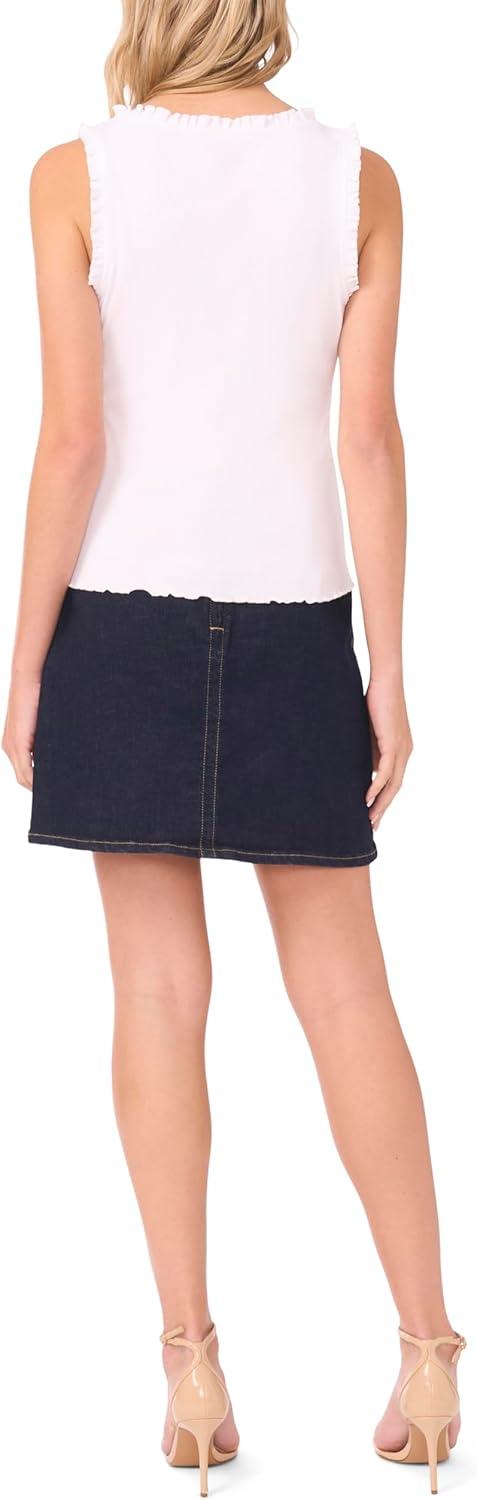 image:imageVince Camuto Womens Ruffle Rib Tank TopUltra White