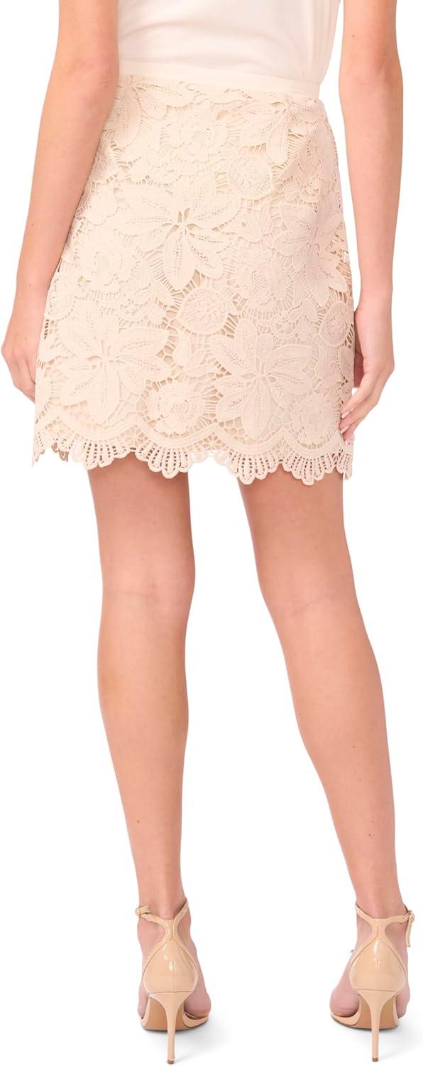 image:imageVince Camuto Womens Scallop Hem Mini Lace SkirtSoft Cream