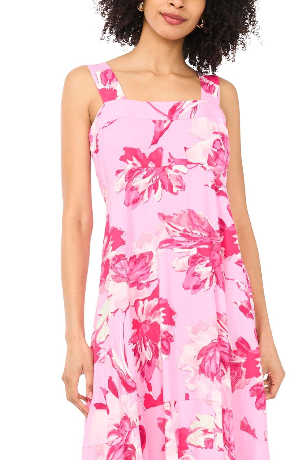 image:imageVince Camuto Womens Sleeveless Square Neck Tiered Maxi DressRaspberr Sorbet