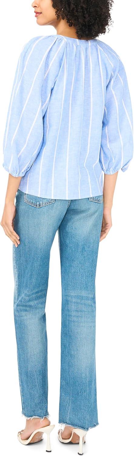 image:imageVince Camuto Womens Striped 34 Raglan Sleeve Button Down BlouseUltramarine