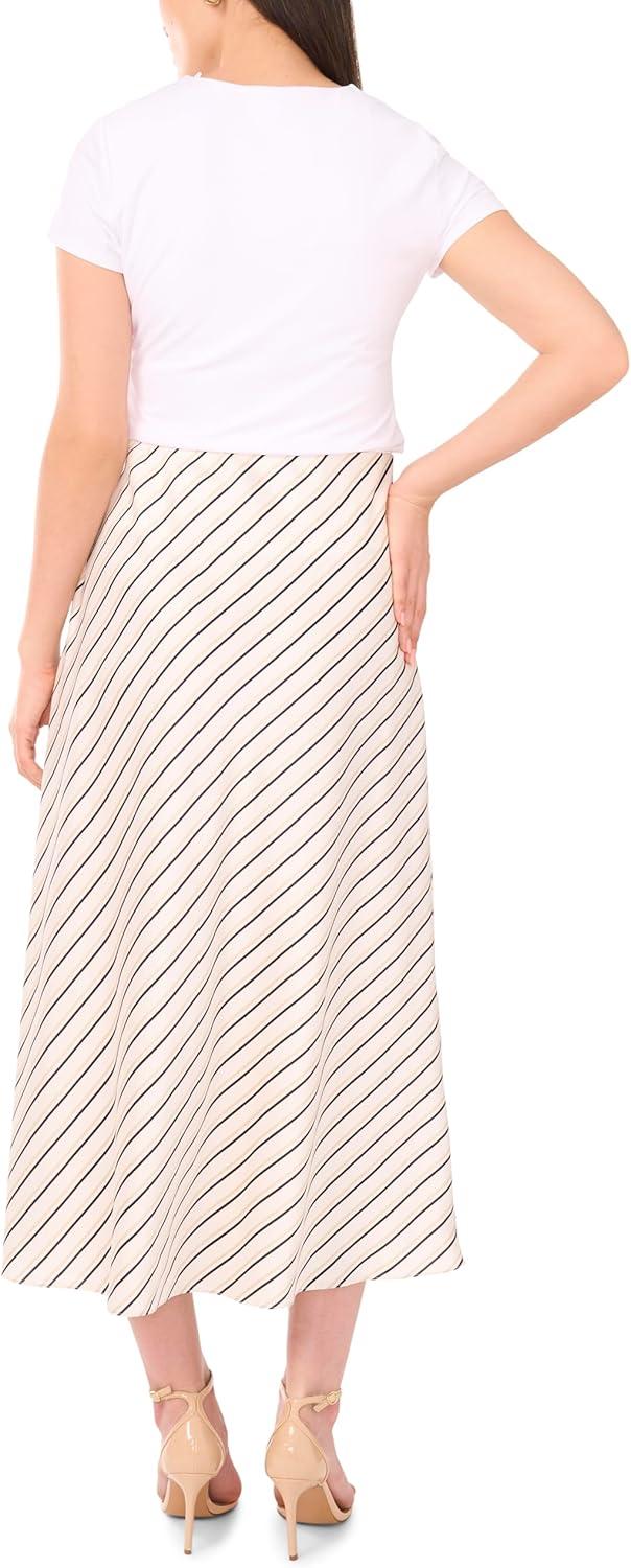 image:imageVince Camuto Womens Striped Bias SkirtNew Ivory