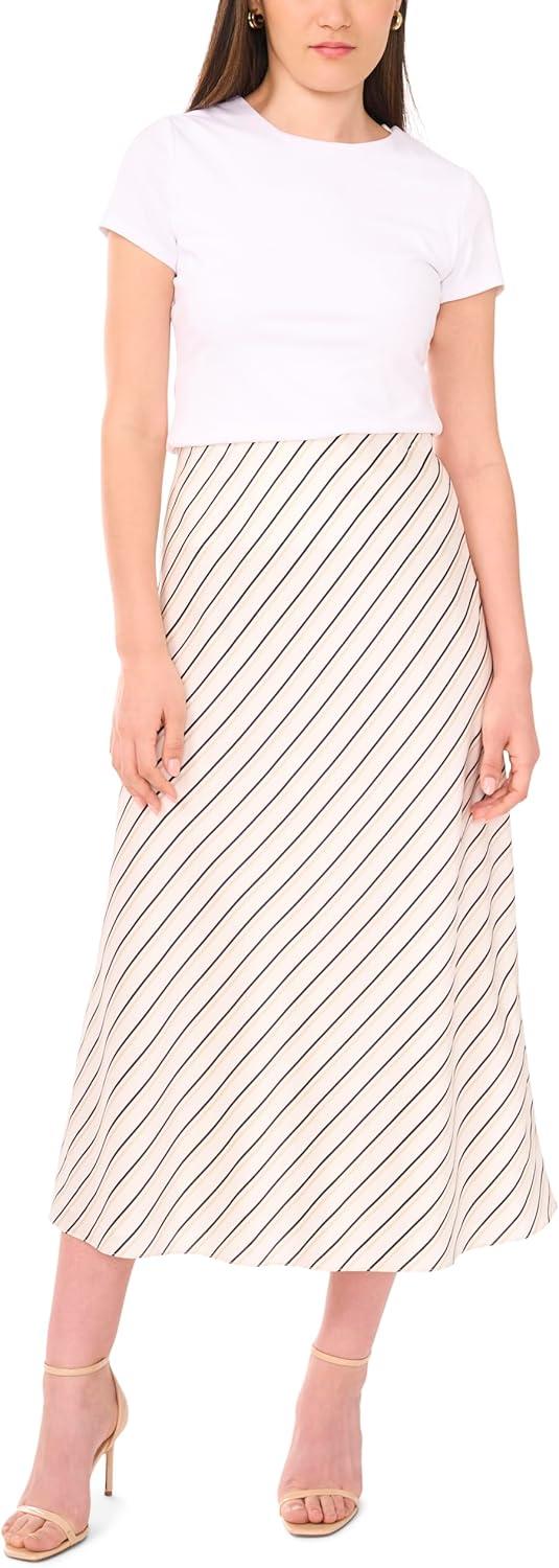 image:imageVince Camuto Womens Striped Bias SkirtNew Ivory